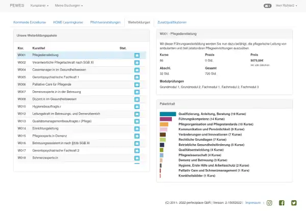 Screenshot Pewes Weiterbildung