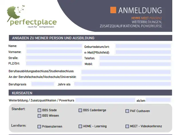 Anmeldeformular